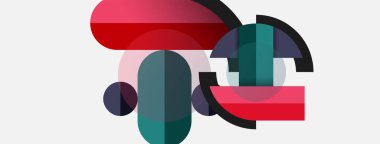 Geometrik şekiller bileşim soyut arkaplan. Çember çizgileri ve dikdörtgenler. Duvar kağıdı afişi veya iniş sayfası için vektör illüstrasyonu