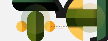 Yuvarlak geometrik şekiller çizgiler ve daireler. Duvar kağıdı afişi ya da iniş sayfası için vektör şablonu