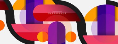 Yuvarlak geometrik şekiller çizgiler ve daireler. Duvar kağıdı afişi ya da iniş sayfası için vektör şablonu