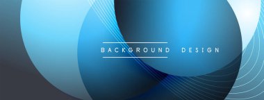 Gölgeli gradyan daireler. Vektör tekno soyut arka plan. Modern üstüste bindirme formları duvar kağıdı arkaplanı, tasarım şablonu