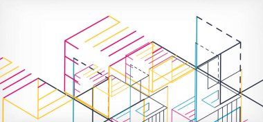 Soyut arkaplan. Beyaz arkaplanda renk çizgileri. Doğrusal soyut kompozisyon. Duvar kağıdı, afiş, arkaplan, iniş sayfası için tekno veya iş konsepti