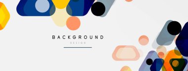 Beyaz üzerine renkli baloncuklar ve yuvarlak geometrik şekiller. Duvar kağıdı, pankart, arkaplan, iniş sayfası için vektör geometrik asgari özet arkaplan