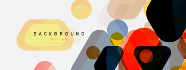 Beyaz üzerine renkli baloncuklar ve yuvarlak geometrik şekiller. Duvar kağıdı, pankart, arkaplan, iniş sayfası için vektör geometrik asgari özet arkaplan