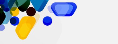 Beyaz üzerine renkli baloncuklar ve yuvarlak geometrik şekiller. Duvar kağıdı, pankart, arkaplan, iniş sayfası için vektör geometrik asgari özet arkaplan