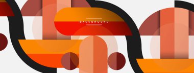 Yuvarlak geometrik şekiller çizgiler ve daireler. Duvar kağıdı afişi ya da iniş sayfası için vektör şablonu