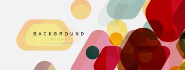 Beyaz üzerine renkli baloncuklar ve yuvarlak geometrik şekiller. Duvar kağıdı, pankart, arkaplan, iniş sayfası için vektör geometrik asgari özet arkaplan