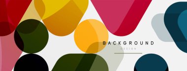 Beyaz üzerine renkli baloncuklar ve yuvarlak geometrik şekiller. Duvar kağıdı, pankart, arkaplan, iniş sayfası için vektör geometrik asgari özet arkaplan