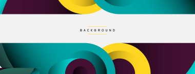 Soyut arkaplan. Minimum geometrik daireler ve koyu gölgeli yuvarlak şekiller. Duvar kağıdı afişi veya arkaplan için moda teknoloji iş şablonu