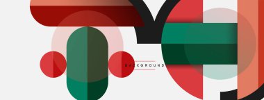 Yuvarlak geometrik şekiller çizgiler ve daireler. Duvar kağıdı afişi ya da iniş sayfası için vektör şablonu