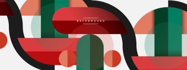 Yuvarlak geometrik şekiller çizgiler ve daireler. Duvar kağıdı afişi ya da iniş sayfası için vektör şablonu