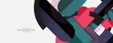 Yuvarlak geometrik şekiller çizgiler ve daireler. Duvar kağıdı afişi ya da iniş sayfası için vektör şablonu