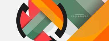 Geometrik şekiller bileşim soyut arkaplan. Çember çizgileri ve dikdörtgenler. Duvar kağıdı afişi veya iniş sayfası için vektör illüstrasyonu