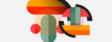 Geometrik şekiller bileşim soyut arkaplan. Çember çizgileri ve dikdörtgenler. Duvar kağıdı afişi veya iniş sayfası için vektör illüstrasyonu