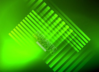 Parlak neon rengi tekno soyut arkaplan, koyu arkaplanda parlak neon çizgiler