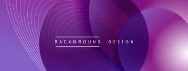 Gölgeli gradyan daireler. Vektör tekno soyut arka plan. Modern üstüste bindirme formları duvar kağıdı arkaplanı, tasarım şablonu