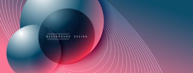 Gölgeli gradyan daireler. Vektör tekno soyut arka plan. Modern üstüste bindirme formları duvar kağıdı arkaplanı, tasarım şablonu