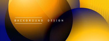 Gölgeli gradyan daireler. Vektör tekno soyut arka plan. Modern üstüste bindirme formları duvar kağıdı arkaplanı, tasarım şablonu