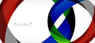 Geometrik soyut arkaplan. Üst üste binen renk şekilleriyle çember oluşturuldu. Duvar Kağıdı, Sancak, Arkaplan, İniş Sayfası için Vektör İllüstrasyonu