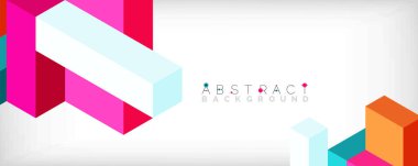 Soyut arkaplan. 3 boyutlu küp, küp elementler ve bloklar. Duvar kağıdı, afiş, arkaplan, iniş sayfası için tekno veya iş konsepti