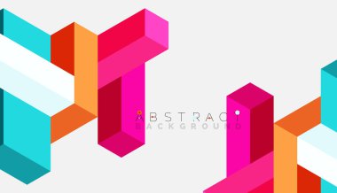 Soyut arkaplan. 3 boyutlu küp, küp elementler ve bloklar. Duvar kağıdı, afiş, arkaplan, iniş sayfası için tekno veya iş konsepti