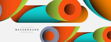 Soyut arkaplan. Minimum geometrik daireler ve koyu gölgeli yuvarlak şekiller. Duvar kağıdı afişi veya arkaplan için moda teknoloji iş şablonu