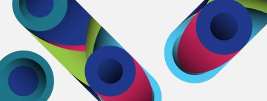 Soyut arkaplan. Minimum geometrik daireler ve koyu gölgeli yuvarlak şekiller. Duvar kağıdı afişi veya arkaplan için moda teknoloji iş şablonu