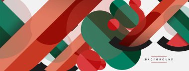 Geometrik şekiller bileşim soyut arkaplan. Çember çizgileri ve dikdörtgenler. Duvar kağıdı afişi veya iniş sayfası için vektör illüstrasyonu