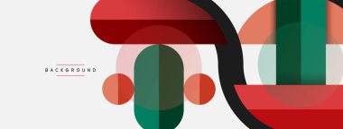 Geometrik şekiller bileşim soyut arkaplan. Çember çizgileri ve dikdörtgenler. Duvar kağıdı afişi veya iniş sayfası için vektör illüstrasyonu