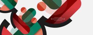 Geometrik şekiller bileşim soyut arkaplan. Çember çizgileri ve dikdörtgenler. Duvar kağıdı afişi veya iniş sayfası için vektör illüstrasyonu