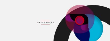 Yaratıcı geometrik duvar kağıdı. Asgari soyut arkaplan. Duvar kağıdı arkaplanı veya iniş sayfası için daire bileşimi vektör çizimi