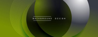 Gölgeli gradyan daireler. Vektör tekno soyut arka plan. Modern üstüste bindirme formları duvar kağıdı arkaplanı, tasarım şablonu