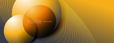 Gölgeli gradyan daireler. Vektör tekno soyut arka plan. Modern üstüste bindirme formları duvar kağıdı arkaplanı, tasarım şablonu