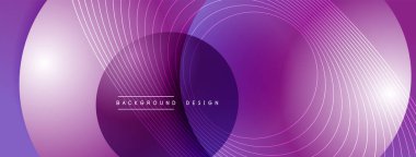 Gölgeli gradyan daireler. Vektör tekno soyut arka plan. Modern üstüste bindirme formları duvar kağıdı arkaplanı, tasarım şablonu