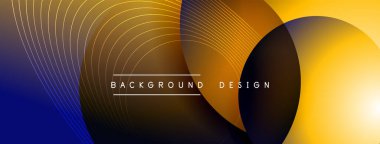 Gölgeli gradyan daireler. Vektör tekno soyut arka plan. Modern üstüste bindirme formları duvar kağıdı arkaplanı, tasarım şablonu