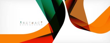 Asgari soyut arkaplan - beyaz üzerine gölge çizgileri ile örtüşen renk şekilleri. Duvar Kağıdı, Sancak, Arkaplan, İniş Sayfası için Vektör İllüstrasyonu