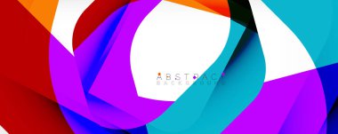 Asgari soyut arkaplan - beyaz üzerine gölge çizgileri ile örtüşen renk şekilleri. Duvar Kağıdı, Sancak, Arkaplan, İniş Sayfası için Vektör İllüstrasyonu