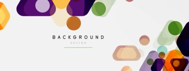 Beyaz üzerine renkli baloncuklar ve yuvarlak geometrik şekiller. Duvar kağıdı, pankart, arkaplan, iniş sayfası için vektör geometrik asgari özet arkaplan