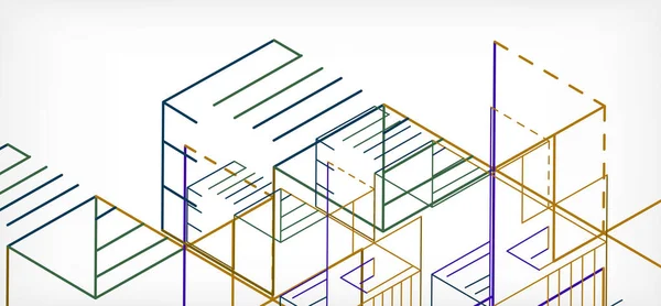 Sfondo astratto. Linee di colore su sfondo bianco. Composizione lineare astratta. Techno o concetto di business per carta da parati, banner, sfondo, pagina di destinazione — Vettoriale Stock