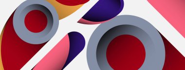 Soyut arkaplan. Minimum geometrik daireler ve koyu gölgeli yuvarlak şekiller. Duvar kağıdı afişi veya arkaplan için moda teknoloji iş şablonu