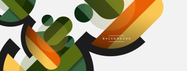 Geometrik şekiller bileşim soyut arkaplan. Çember çizgileri ve dikdörtgenler. Duvar kağıdı afişi veya iniş sayfası için vektör illüstrasyonu