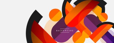 Yuvarlak geometrik şekiller çizgiler ve daireler. Duvar kağıdı afişi ya da iniş sayfası için vektör şablonu