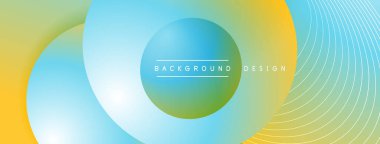 Gölgeli gradyan daireler. Vektör tekno soyut arka plan. Modern üstüste bindirme formları duvar kağıdı arkaplanı, tasarım şablonu