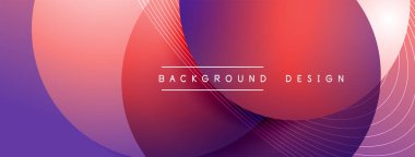 Gölgeli gradyan daireler. Vektör tekno soyut arka plan. Modern üstüste bindirme formları duvar kağıdı arkaplanı, tasarım şablonu