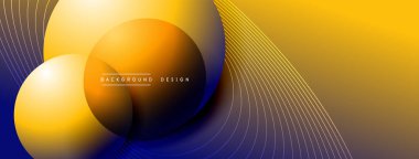 Gölgeli gradyan daireler. Vektör tekno soyut arka plan. Modern üstüste bindirme formları duvar kağıdı arkaplanı, tasarım şablonu