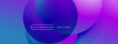 Gölgeli gradyan daireler. Vektör tekno soyut arka plan. Modern üstüste bindirme formları duvar kağıdı arkaplanı, tasarım şablonu