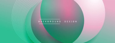 Gölgeli gradyan daireler. Vektör tekno soyut arka plan. Modern üstüste bindirme formları duvar kağıdı arkaplanı, tasarım şablonu