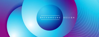 Gölgeli gradyan daireler. Vektör tekno soyut arka plan. Modern üstüste bindirme formları duvar kağıdı arkaplanı, tasarım şablonu