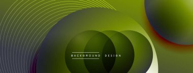 Gölgeli gradyan daireler. Vektör tekno soyut arka plan. Modern üstüste bindirme formları duvar kağıdı arkaplanı, tasarım şablonu