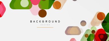 Beyaz üzerine renkli baloncuklar ve yuvarlak geometrik şekiller. Duvar kağıdı, pankart, arkaplan, iniş sayfası için vektör geometrik asgari özet arkaplan