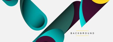 Soyut arkaplan. Minimum geometrik daireler ve koyu gölgeli yuvarlak şekiller. Duvar kağıdı afişi veya arkaplan için moda teknoloji iş şablonu